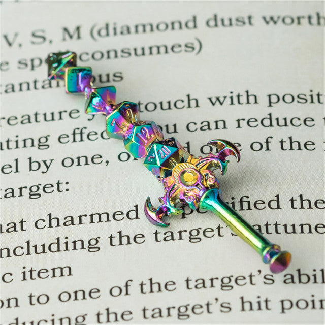 Dice Sword Rainbow 46mm x 9mm Trinket Novelty (Online Only)