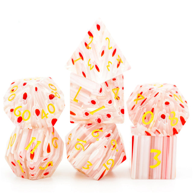 Flower Glass DND Dice Red Limited Edition in Wood Box (Online Only)