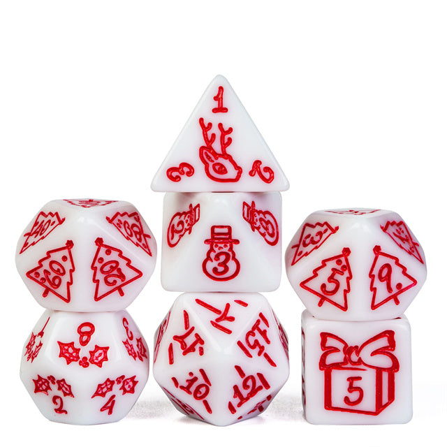White Christmas Dice w/Red Presents Trees Snowman Holiday Festive (Online Only)
