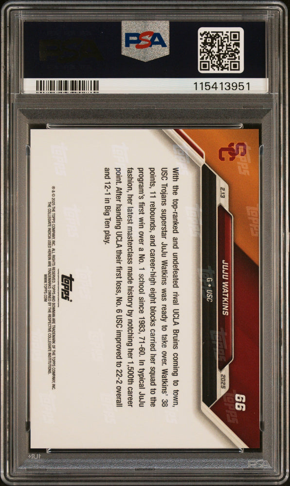 Graded 2024 Topps Bowman U Now JuJu Watkins #66 Rookie RC Basketball Card PSA 9 Mint (ONLINE ORDER ONLY)