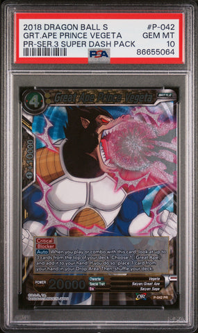 2018 DRAGON BALL SUPER GRT.APE PRINCE VEGETA #P-042 - PSA 10 (Online Order Only)