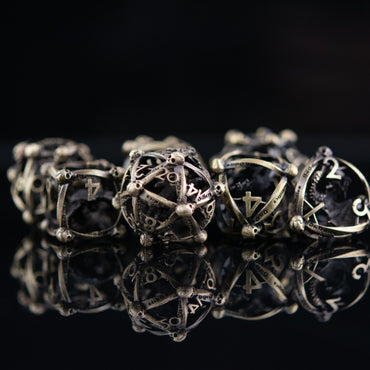 Draco Immortui Hollow Metal Dice Set - Champagne Gold (ONLINE ORDER ONLY)