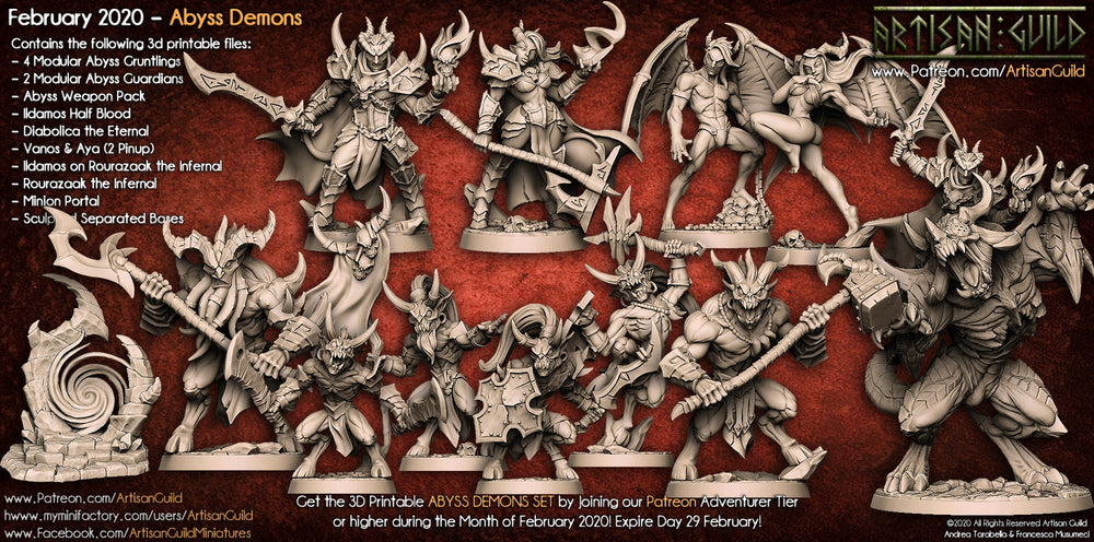 3D Printed Artisan Guild Diabolica the Eternal Abyss Demons Set 28mm 32mm (Online Only)