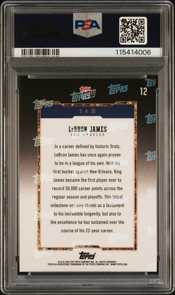 Graded 2024 Topps Now LeBron James #12 Basketball Card PSA 7 Near Mint (ONLINE ORDER ONLY)
