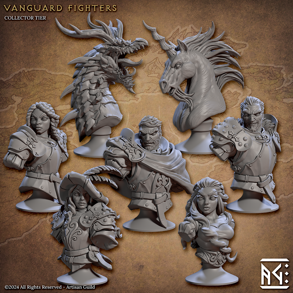 3D Printed Artisan Guild Vanguard Fighters Busts 28mm 32mm (Online Only)