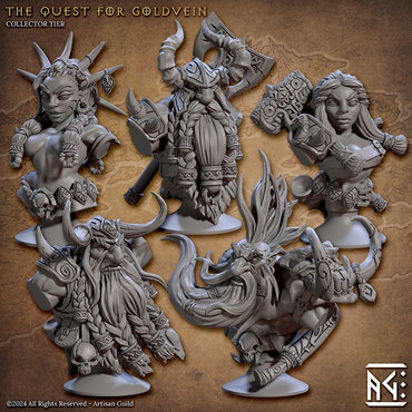 3D Printed Artisan Guild Dwarf Berserkers Busts 28mm 32mm (Online Only)