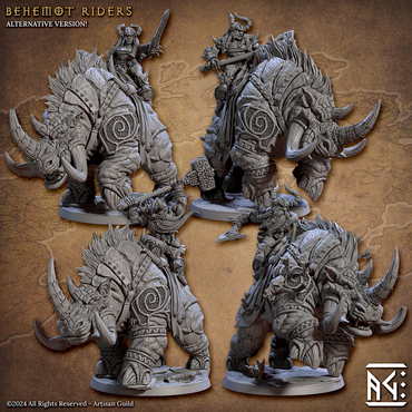 3D Printed Artisan Guild Behemot Riders Dwarf Berserkers Set 28mm 32mm (Online Only)