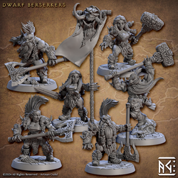 3D Printed Artisan Guild Dwarf Berserkers Dwarf Berserkers Set 28mm 32mm (Online Only)