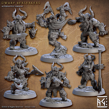 3D Printed Artisan Guild Dwarf Berserkers Dwarf Berserkers Set 28mm 32mm (Online Only)