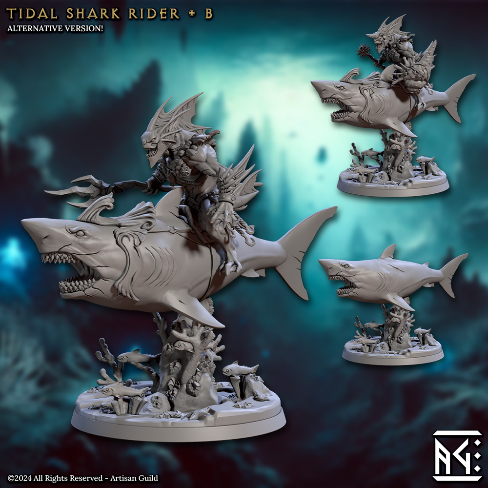 3D Printed Artisan Guild Tidal Sharks Riders Mirmidons of the Death Tide 28mm 32mm (Online Only)
