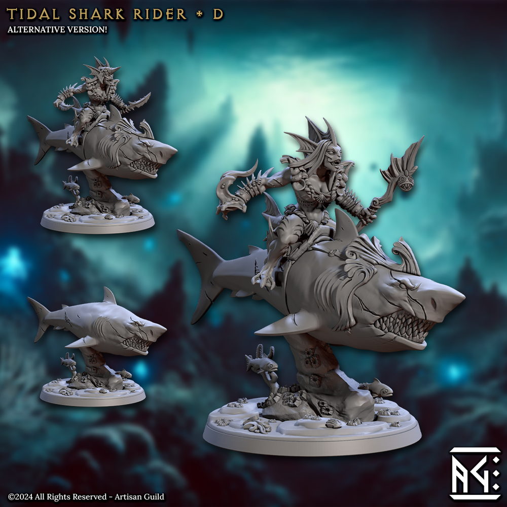 3D Printed Artisan Guild Tidal Sharks Riders Mirmidons of the Death Tide 28mm 32mm (Online Only)