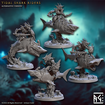 3D Printed Artisan Guild Tidal Sharks Riders Mirmidons of the Death Tide 28mm 32mm (Online Only)