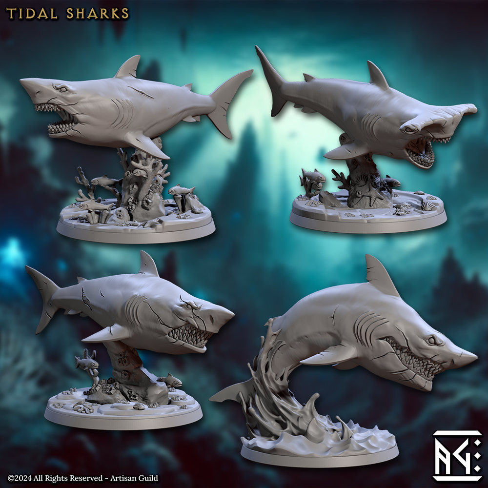 3D Printed Artisan Guild Tidal Sharks Riders Mirmidons of the Death Tide 28mm 32mm (Online Only)