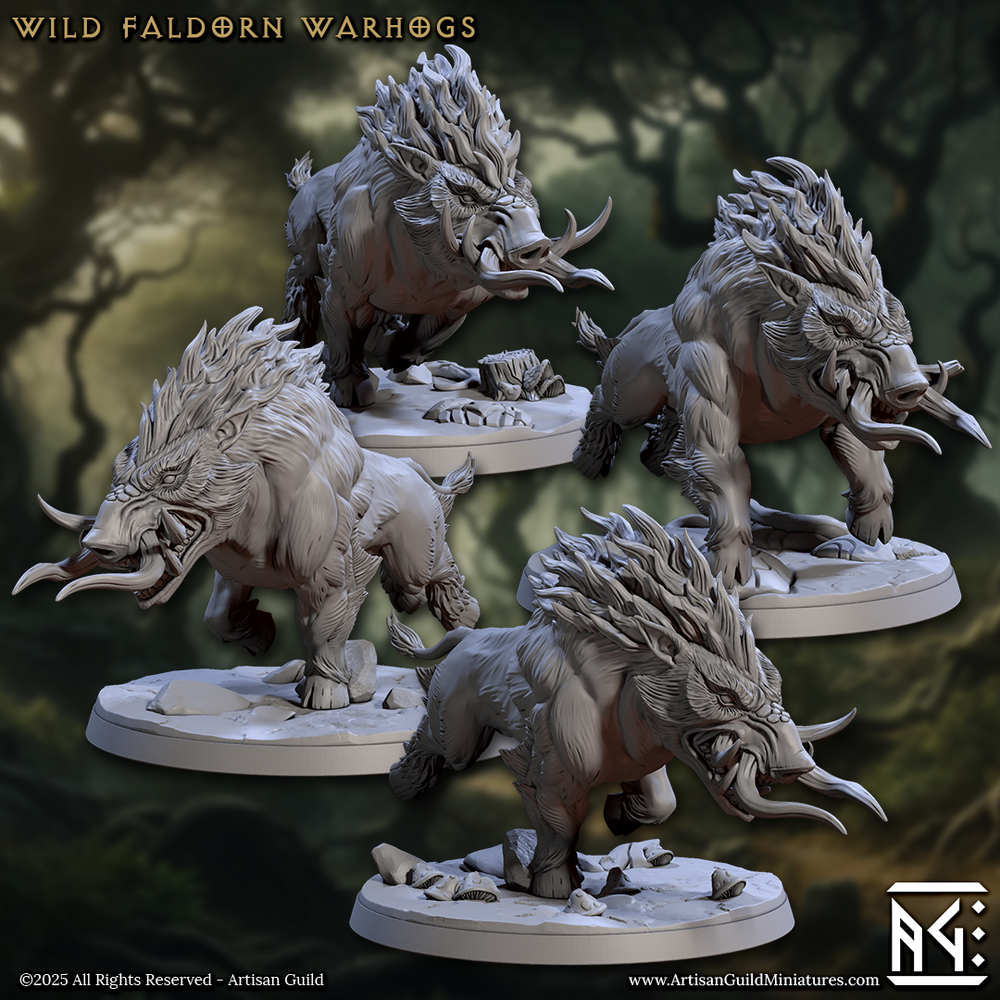 3D Printed Artisan Guild Faldorn Warhogs Riders Set Faldorn Hobgoblin Set 28mm 32mm (Online Only)