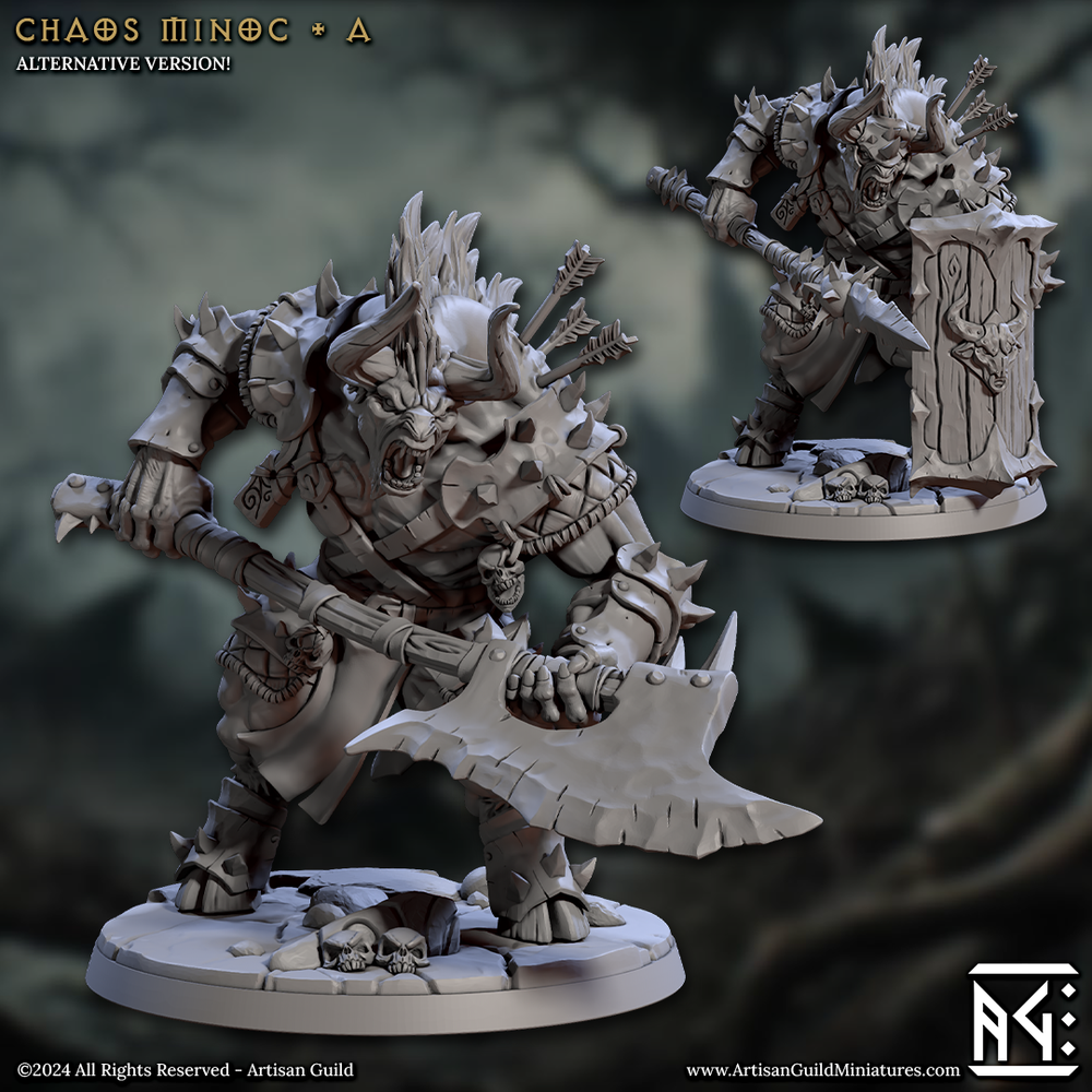 3D Printed Artisan Guild Chaos Minoc Set Rise of the Beastmen Set 28mm 32mm (Online Only)