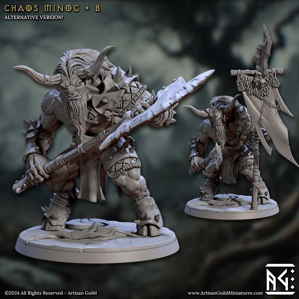 3D Printed Artisan Guild Chaos Minoc Set Rise of the Beastmen Set 28mm 32mm (Online Only)