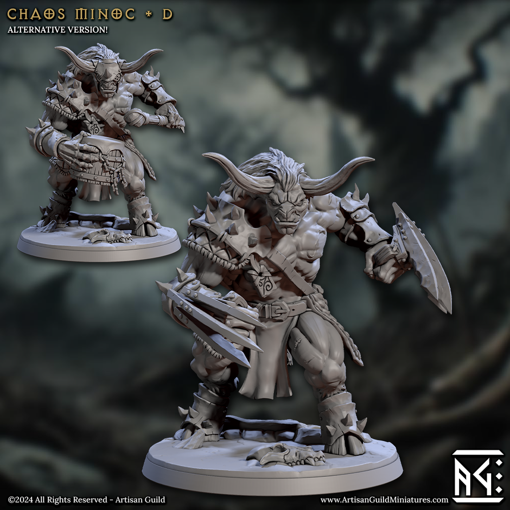 3D Printed Artisan Guild Chaos Minoc Set Rise of the Beastmen Set 28mm 32mm (Online Only)