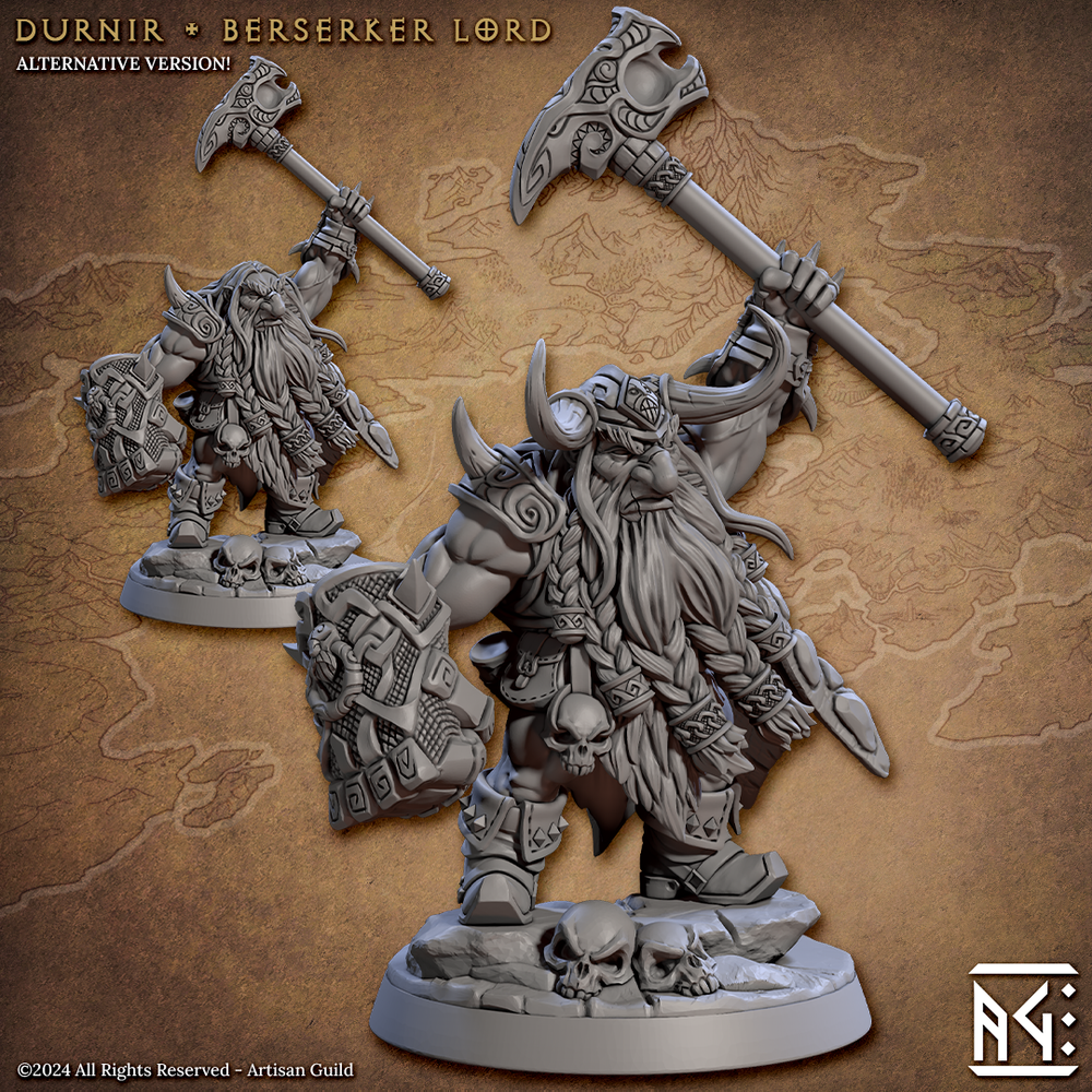 3D Printed Artisan Guild Durnir Berserker Lord Dwarf Berserkers Set 28mm 32mm (Online Only)