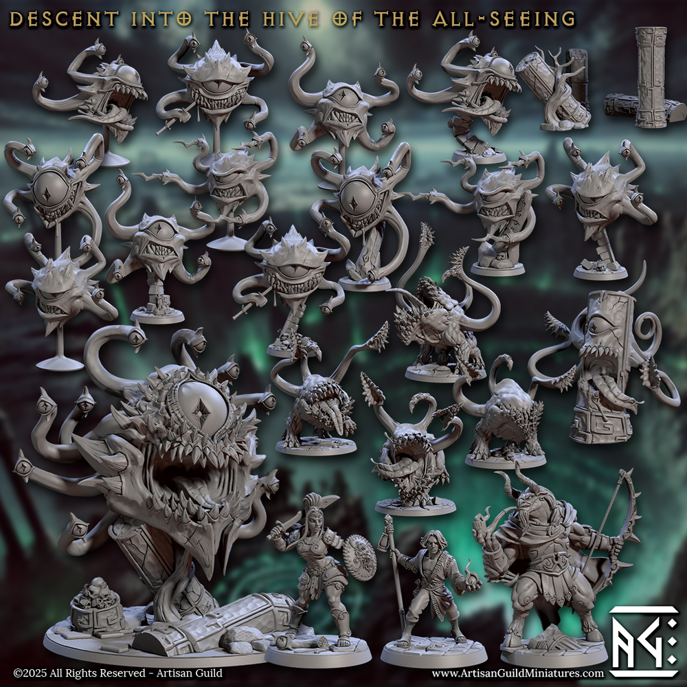 3D Printed Artisan Guild Eye Stalkers Descent into the Hive of the All Seeing 28mm 32mm (Online Only)