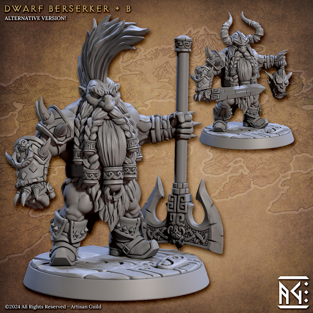3D Printed Artisan Guild Dwarf Berserkers Dwarf Berserkers Set 28mm 32mm (Online Only)