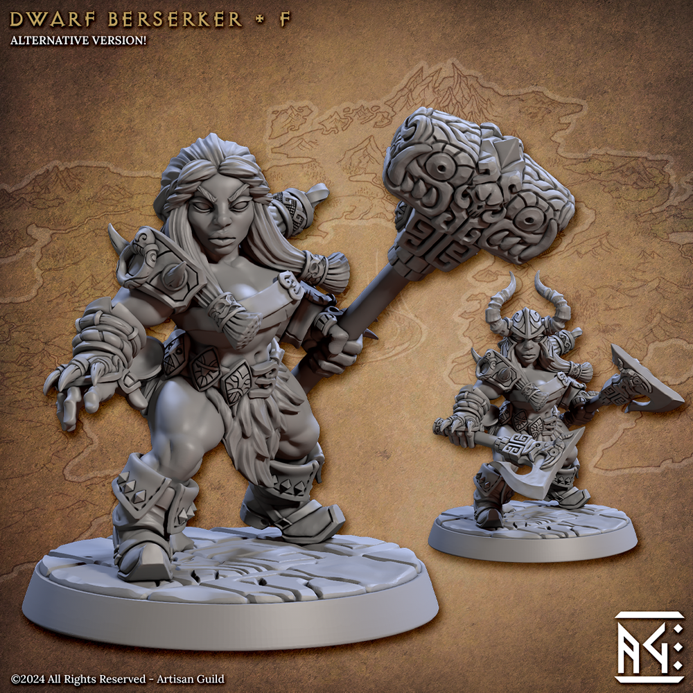 3D Printed Artisan Guild Dwarf Berserkers Dwarf Berserkers Set 28mm 32mm (Online Only)