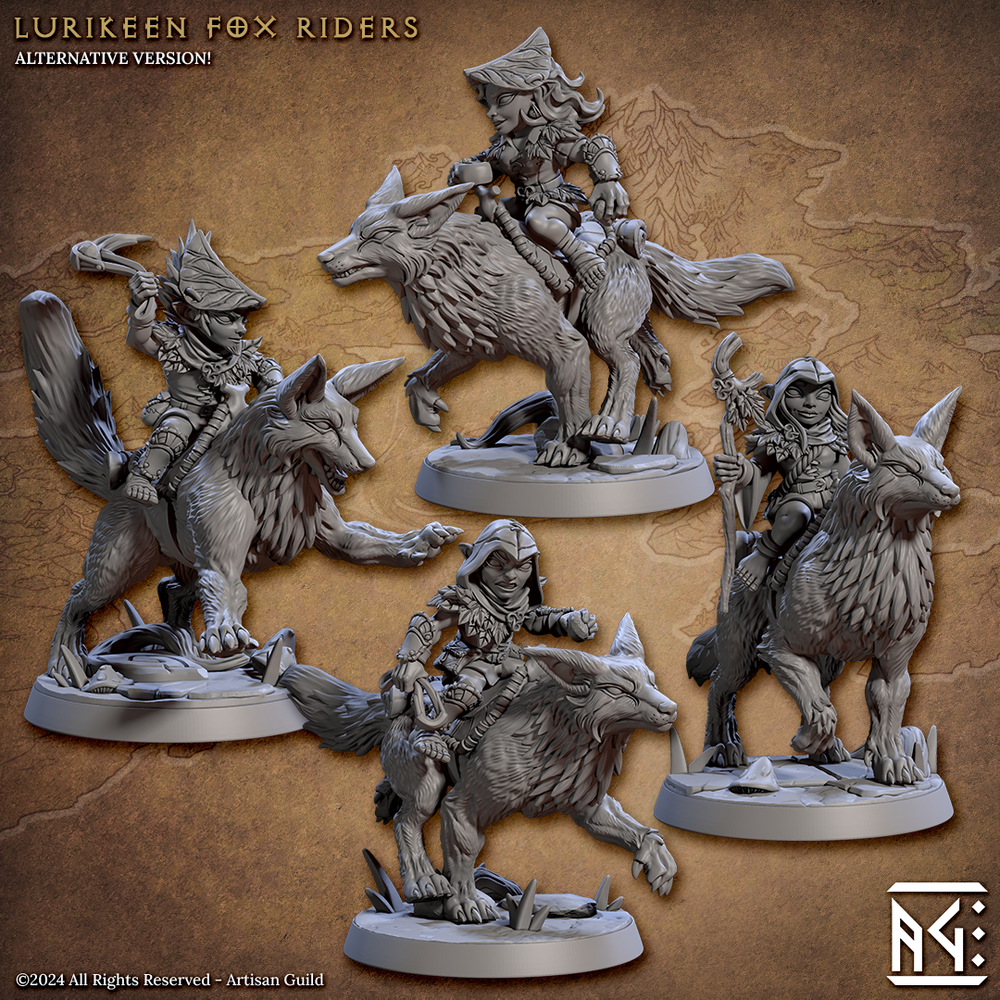 3D Printed Artisan Guild Lurikeens Fox Riders Deeproot Lurikeen Set 28mm 32mm (Online Only)