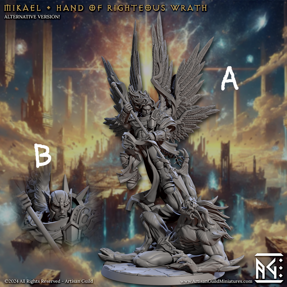 3D Printed Artisan Guild Mikael - Hand of Righteous Wrath Weapons & Hands Wrath of the Malakim Set 28mm 32mm (Online Only)