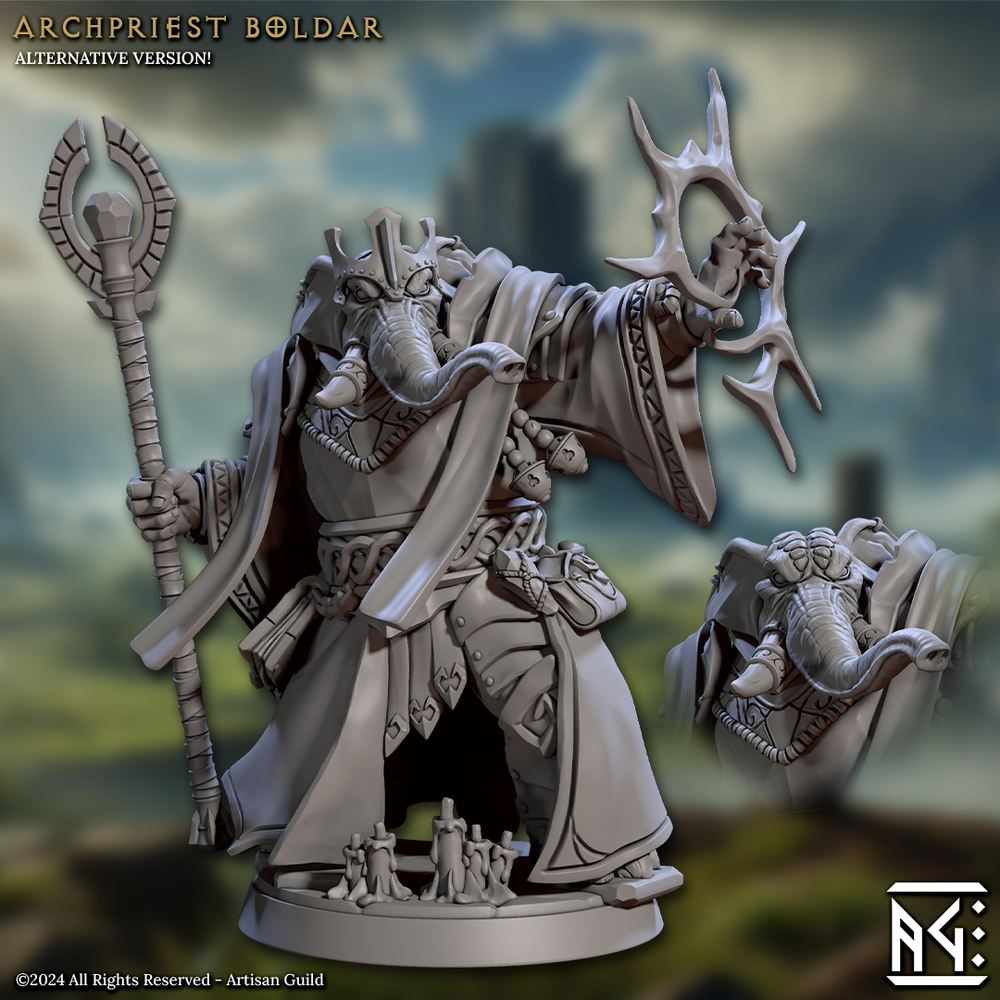 3D Printed Artisan Guild Archpriest Boldar Elephorim Ivory Sentinels 28mm 32mm (Online Only)