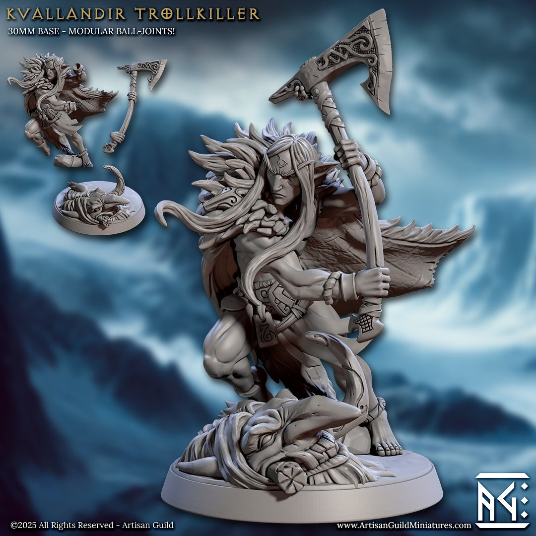 Kvallandir Trollkiller Elf Barbarian Miniature (ONLINE ORDER ONLY)