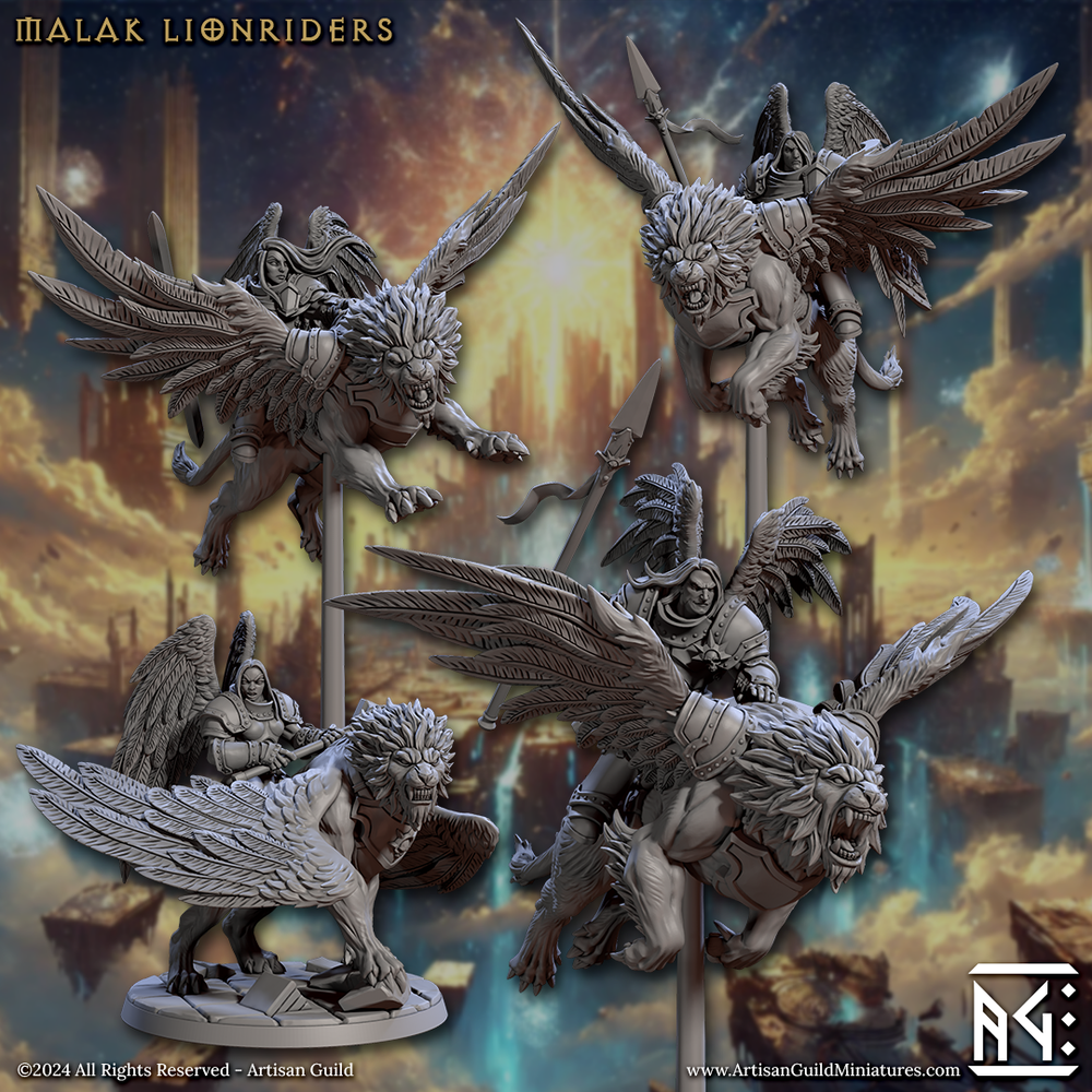3D Printed Artisan Guild Malakim Lionriders Wrath of the Malakim Set 28mm 32mm (Online Only)