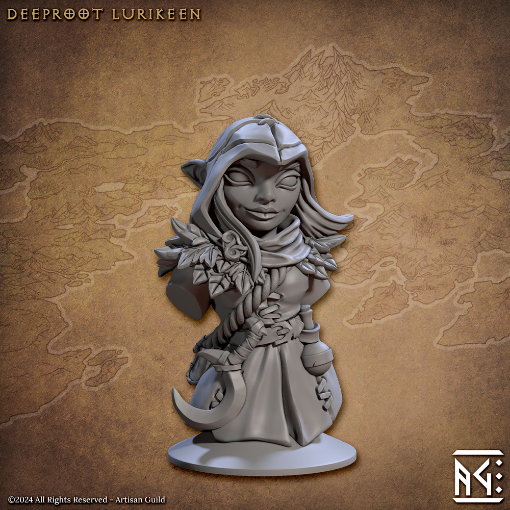 3D Printed Artisan Guild Deeproot Lurikeen Busts 28mm 32mm (Online Only)