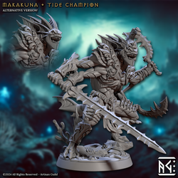 3D Printed Artisan Guild Makakuna Tide Champion Mirmidons of the Death Tide 28mm 32mm (Online Only)
