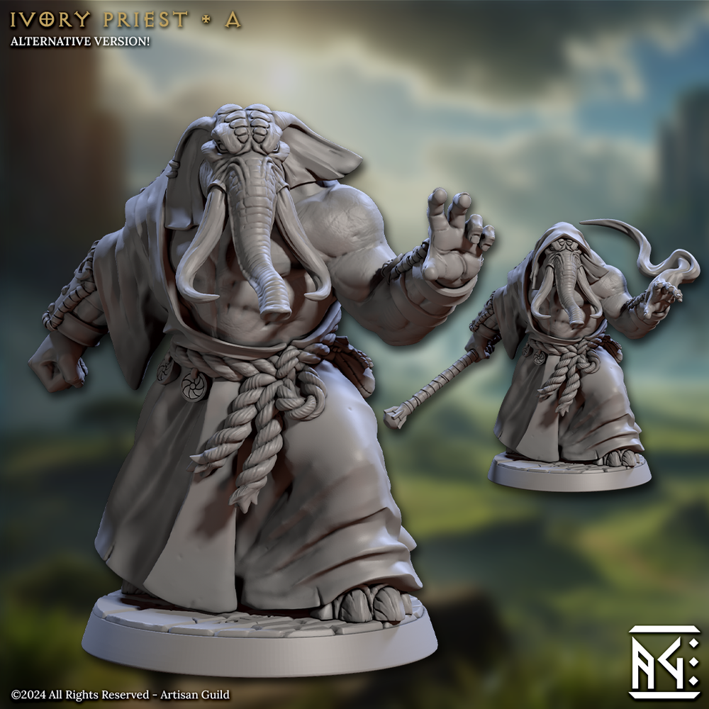 3D Printed Artisan Guild Ivory Priests Elephorim Ivory Sentinels 28mm 32mm (Online Only)