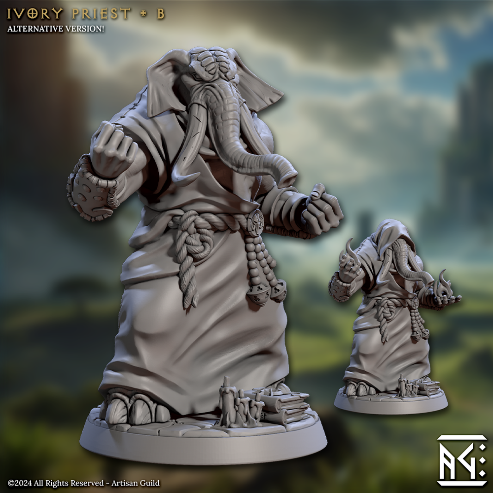 3D Printed Artisan Guild Ivory Priests Elephorim Ivory Sentinels 28mm 32mm (Online Only)