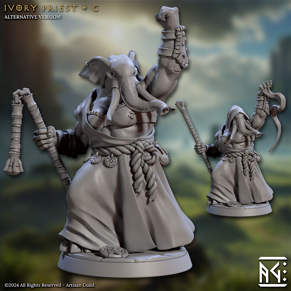 3D Printed Artisan Guild Ivory Priests Elephorim Ivory Sentinels 28mm 32mm (Online Only)