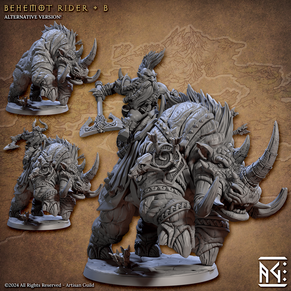 3D Printed Artisan Guild Behemot Riders Dwarf Berserkers Set 28mm 32mm (Online Only)