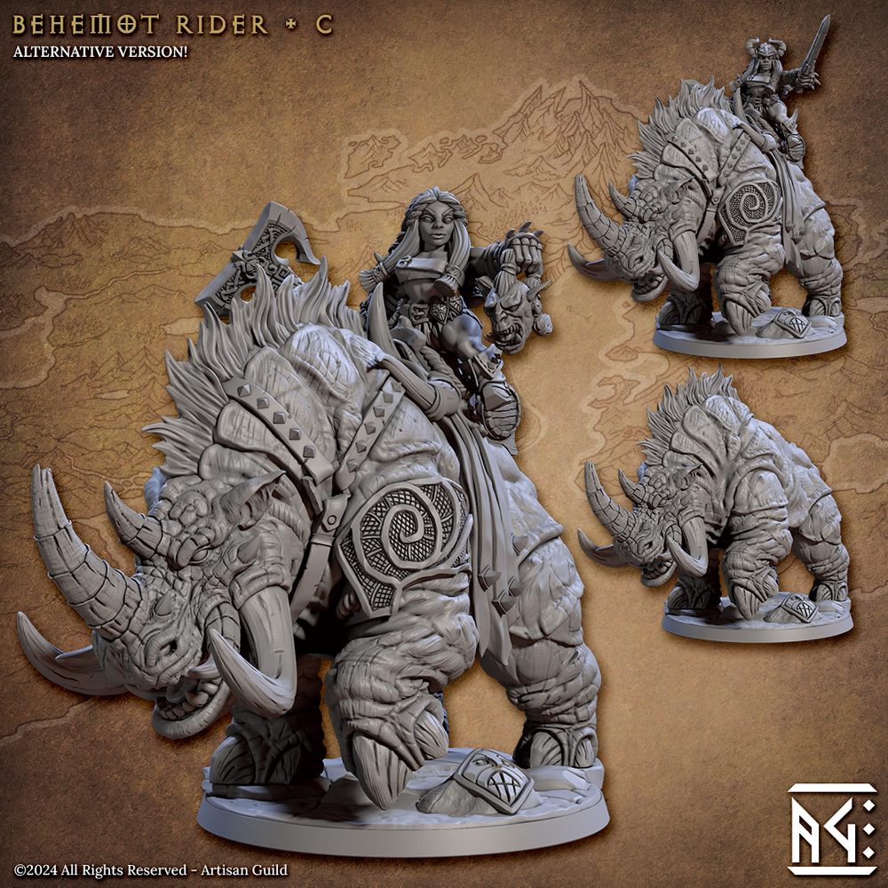 3D Printed Artisan Guild Behemot Riders Dwarf Berserkers Set 28mm 32mm (Online Only)