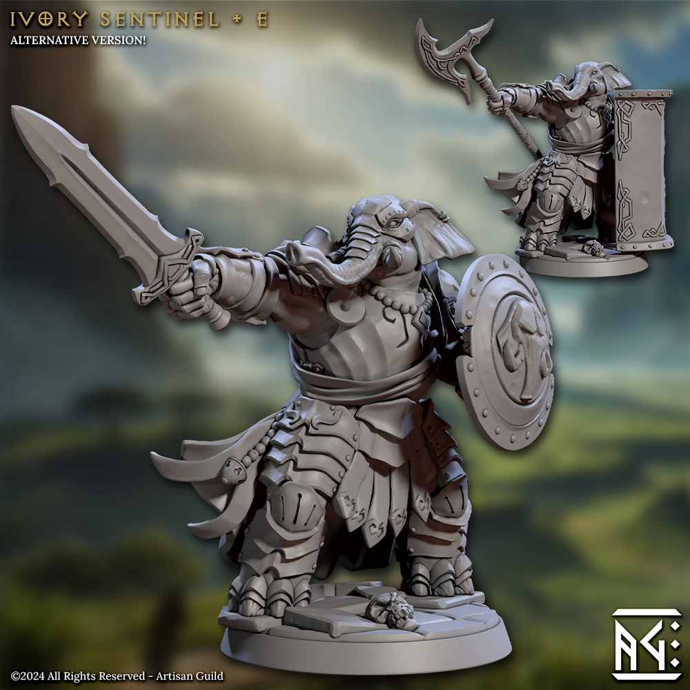 3D Printed Artisan Guild Ivory Sentinels Elephorim Ivory Sentinels 28mm 32mm (Online Only)
