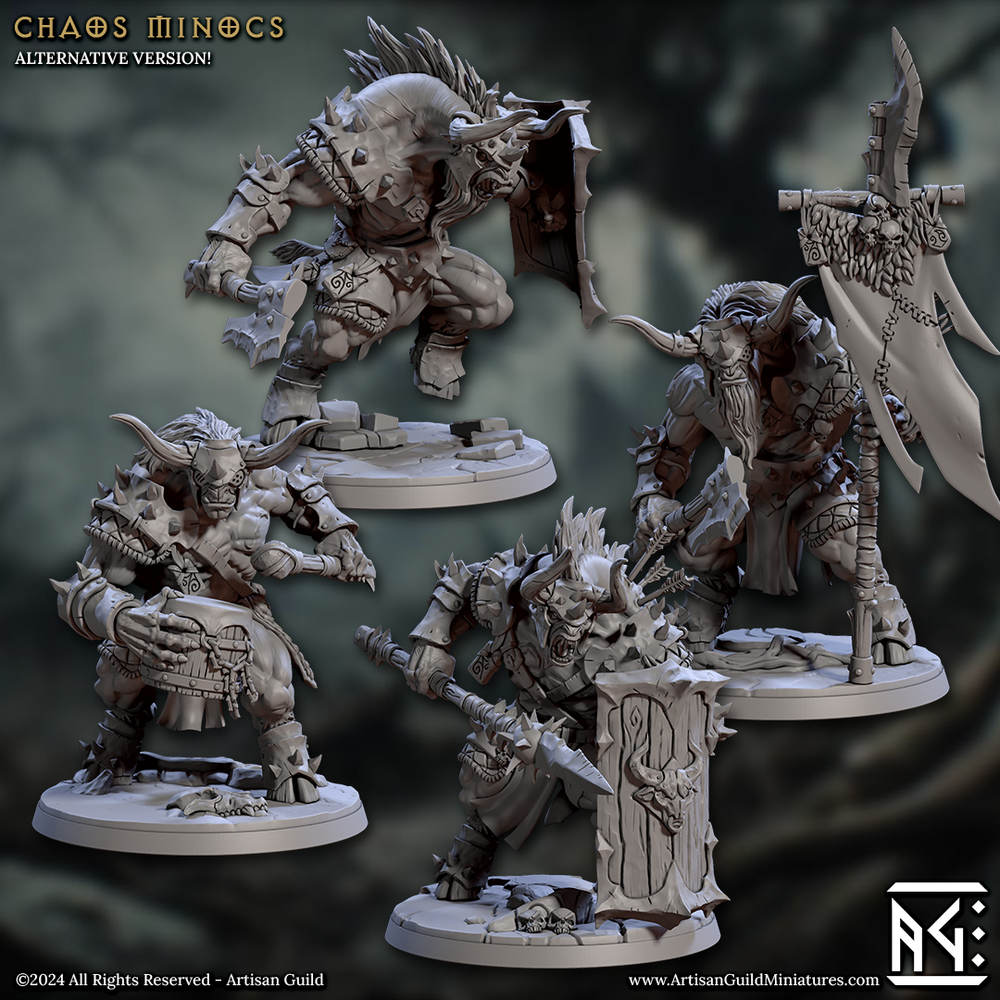 3D Printed Artisan Guild Chaos Minoc Set Rise of the Beastmen Set 28mm 32mm (Online Only)