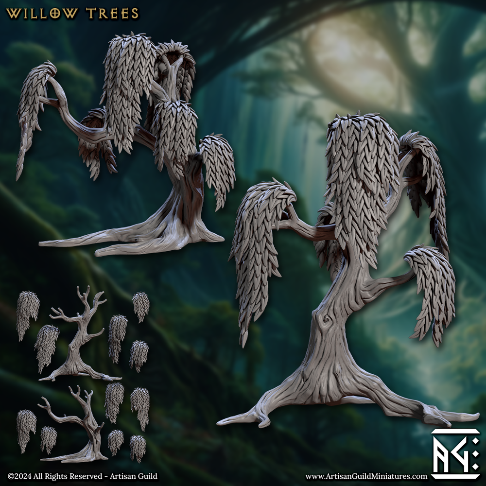 3D Printed Artisan Guild Modular Willow Trees Barkwraith Spriggans Set 28mm 32mm (Online Only)