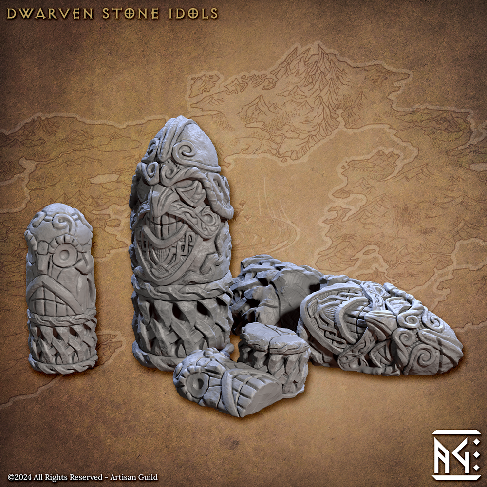 3D Printed Artisan Guild Dwarven Stone Idols Dwarf Berserkers Set 28mm 32mm (Online Only)