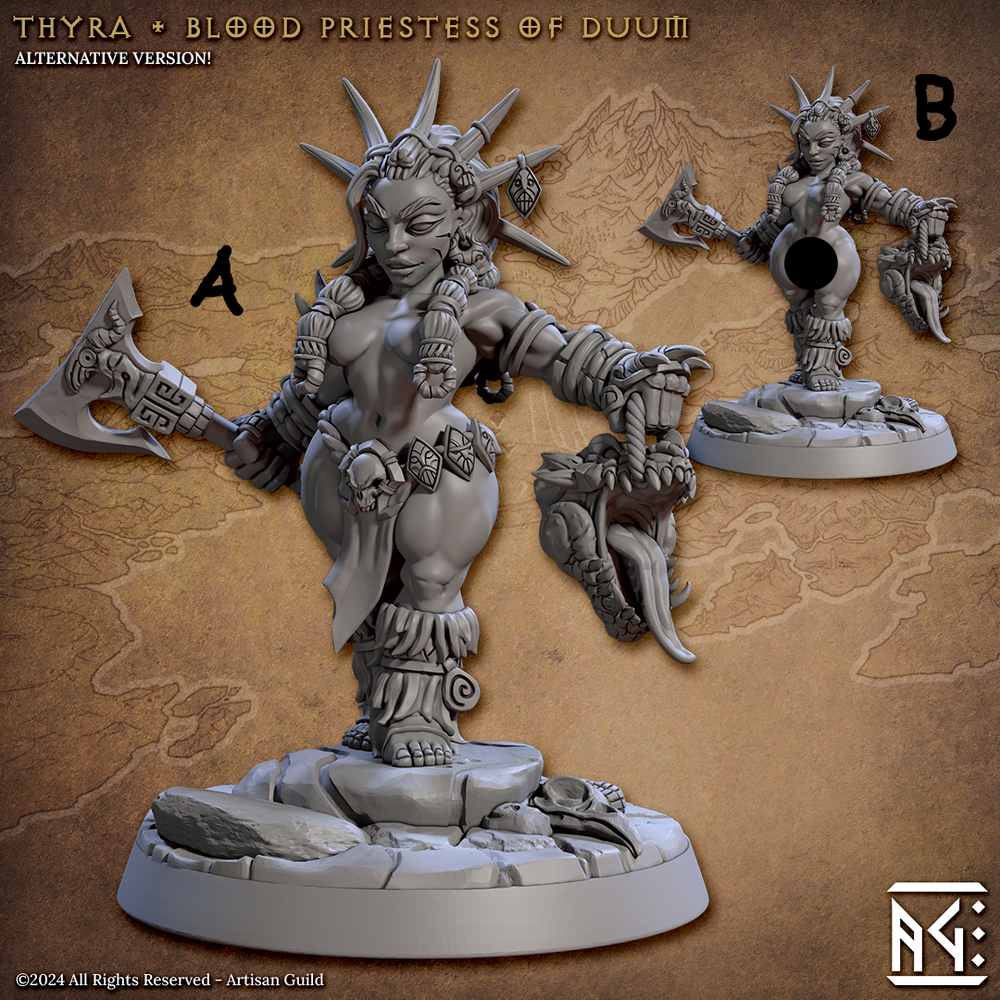 3D Printed Artisan Guild Thyra Blood Priestess of Duum Dwarf Berserkers Set 28mm 32mm (Online Only)