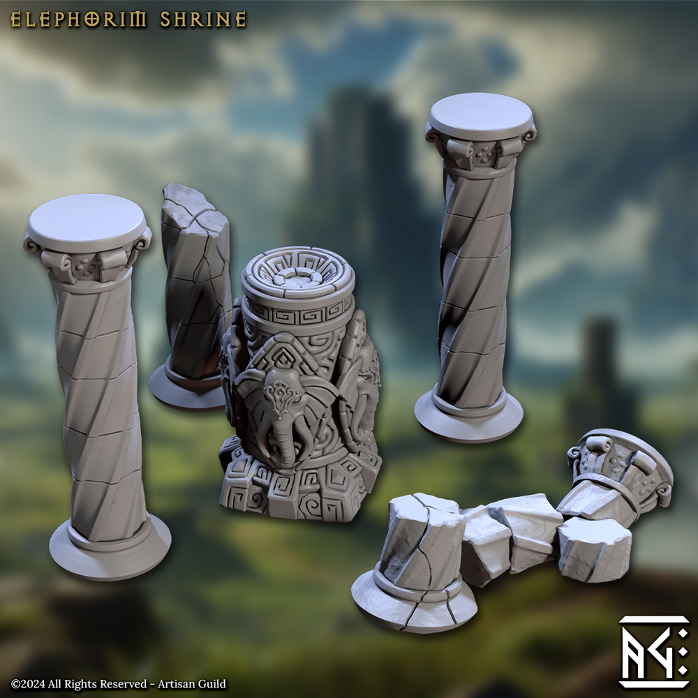 3D Printed Artisan Guild Elephorim Shrine Elephorim Ivory Sentinels 28mm 32mm (Online Only)