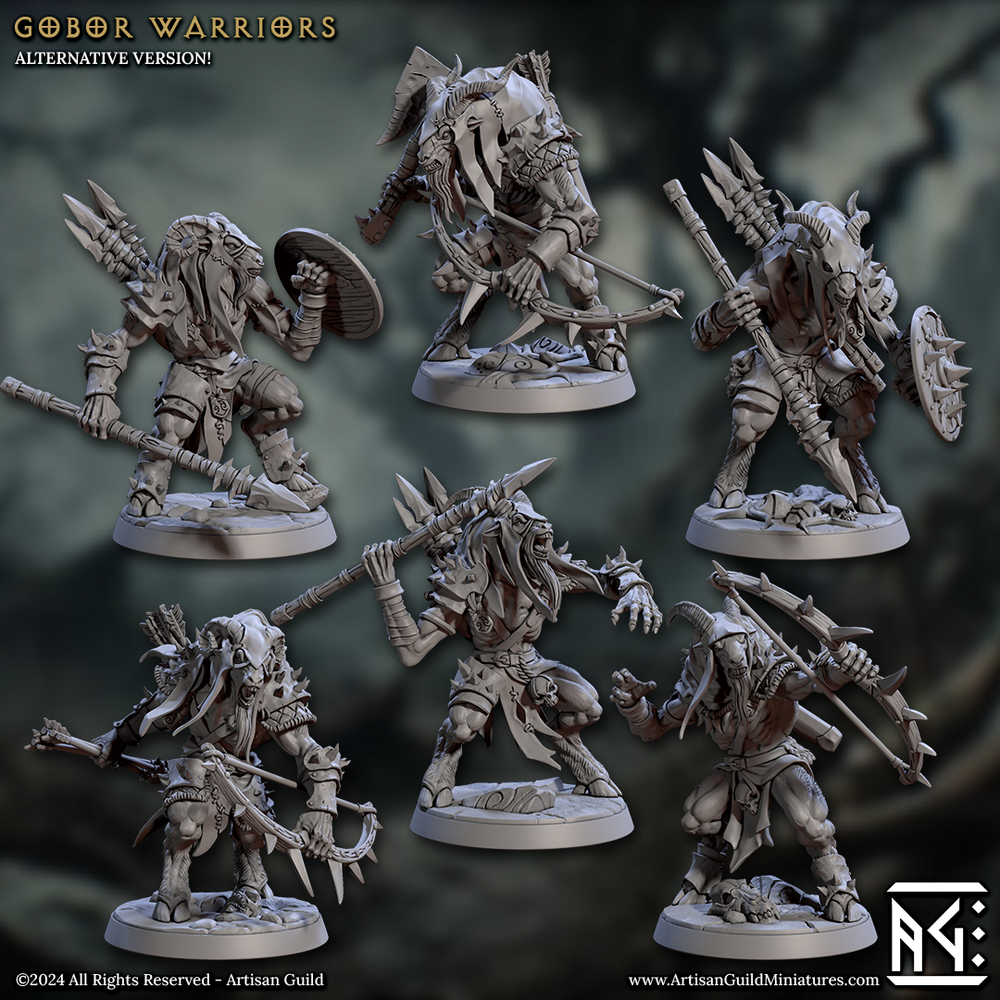3D Printed Artisan Guild Gobor Warriors Set Rise of the Beastmen Set 28mm 32mm (Online Only)