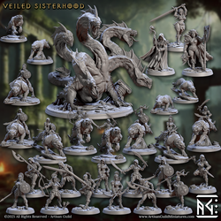 3D Printed Artisan Guild Xendra - Sisterhood Bladedancer Veiled Sisterhood Set 28mm 32mm (Online Only)
