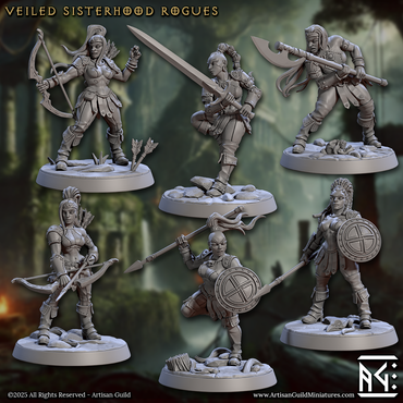 3D Printed Artisan Guild Veiled Sisterhood Rogues Veiled Sisterhood Set 28mm 32mm (Online Only)