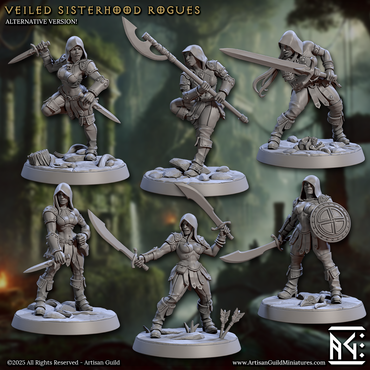 3D Printed Artisan Guild Veiled Sisterhood Rogues Veiled Sisterhood Set 28mm 32mm (Online Only)