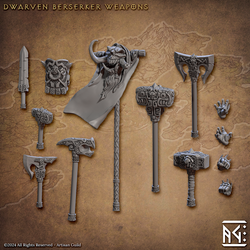 3D Printed Artisan Guild The Quest for Goldvein Dwarf Weapons Dwarf Berserkers Set 28mm 32mm (Online Only)