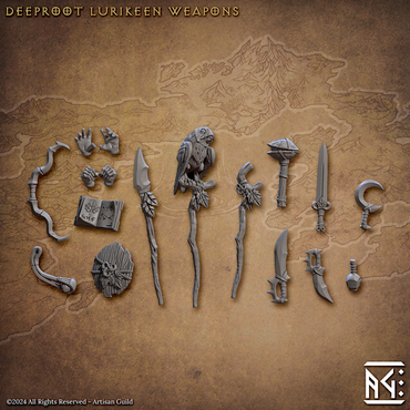 3D Printed Artisan Guild Deeproot Lurikeen Weapons Set Deeproot Lurikeen Set 28mm 32mm (Online Only)