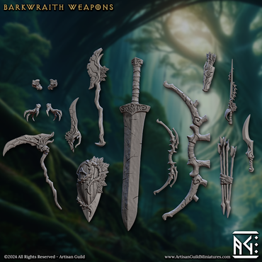 3D Printed Artisan Guild Barkwraith Standalone Weapons & Hands Barkwraith Spriggans Set 28mm 32mm (Online Only)